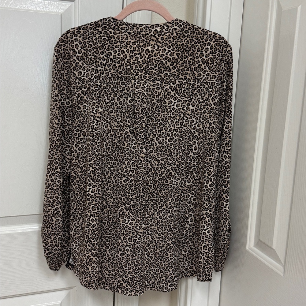 Michael Kors Leopard-Print Zip Front Blouse in Brown and Black - Picture 4 of 4